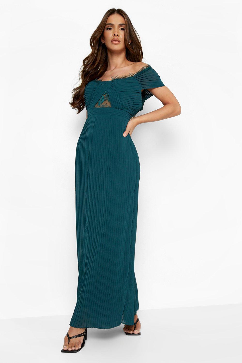 Green lace bardot outlet dress